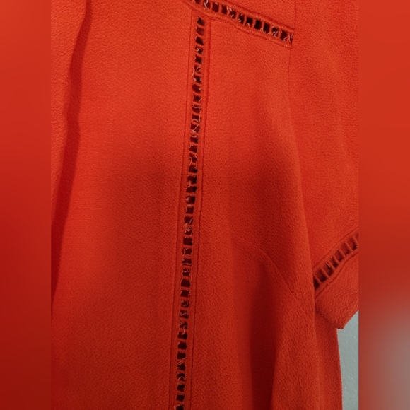 MICHAEL Michael Kors Bright Orange Short Sleeve 100% Rayon Blouse Size M - Picture 5 of 9